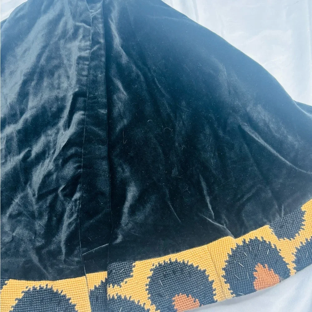 West Elm Velvet Leopard Trim Beaded Tree skirt